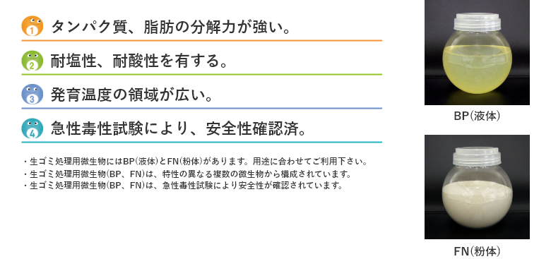 生ごみ処理用微生物の特徴