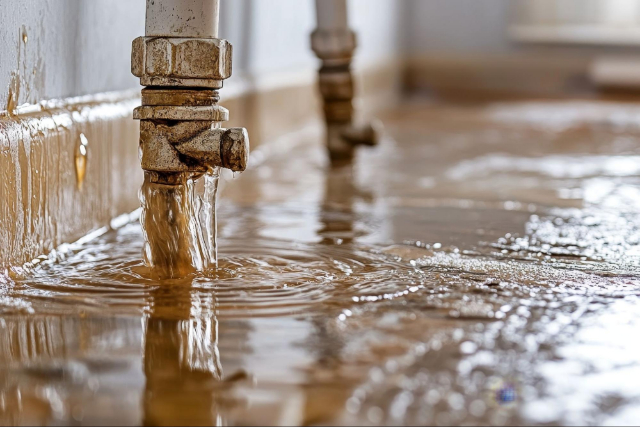 排水管が詰まって水があふれたイメージ画像